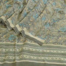 Load image into Gallery viewer, Sanskriti Vintage Sarees Gray Pure Georgette Silk Printed Sari 6yd Craft Fabric
