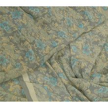 Load image into Gallery viewer, Sanskriti Vintage Sarees Gray Pure Georgette Silk Printed Sari 6yd Craft Fabric
