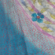 Load image into Gallery viewer, Sanskriti Vintage Sarees Blue/Gray Pure Georgette Silk Printed Sari Craft Fabric
