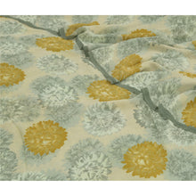 Load image into Gallery viewer, Sanskriti Vintage Sarees Gray Pure Georgette Silk Printed Sari 5yd Craft Fabric
