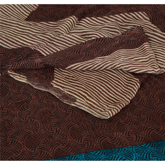 Sanskriti Vintage Printed Blend Georgette Saree 5 Yard Sari Craft Decor Sustainable Fabric