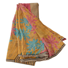 Load image into Gallery viewer, Sanskriti Vintage Yellow Saree Pure Georgette Silk Printed 5 Yd Sari Craft Fabri
