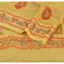 Load image into Gallery viewer, Sanskriti Vintage Yellow Saree Printed Chiffon Sari Craft Decor 5 Yard Fabric
