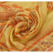 Load image into Gallery viewer, Sanskriti Vintage Yellow Saree Printed Chiffon Sari Craft Decor 5 Yard Fabric
