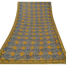 Load image into Gallery viewer, Sanskriti Vintage Blue Saree Blend Georgette Printed Sari Craft Soft 5 Yd Fabric
