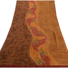 Load image into Gallery viewer, Sanskriti Vintage Saffron Saree Pure Georgette Silk Printed Sari Craft Fabric
