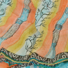 Load image into Gallery viewer, Sanskriti Vintage Saree Blend Georgette Peach Printed Sari Soft Craft 5Yd Fabric
