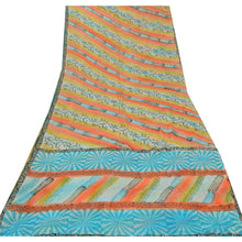 Load image into Gallery viewer, Sanskriti Vintage Saree Blend Georgette Peach Printed Sari Soft Craft 5Yd Fabric
