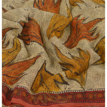 Load image into Gallery viewer, Sanskriti Vintage Cream Saree Pure Georgette Silk Printed Sari Soft Craft Fabric
