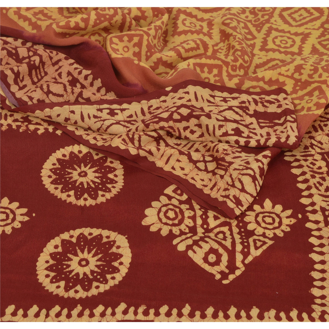 Sanskriti Vintage Bollywood Saree Pure Georgette Silk Batik Work Printed Sari