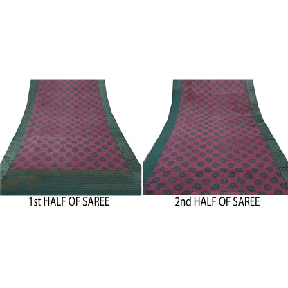 Sanskriti Vintage Bollywood Printed Sari Pure Georgette Silk Sustainable Fabric Purple Saree