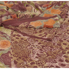 Load image into Gallery viewer, Sanskriti Vintage Brown Saree Pure Georgette Silk Printed Sari Soft Craft Fabric
