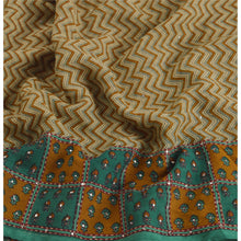 Load image into Gallery viewer, Sanskriti Vintage Brown Saree Pure Chiffon Silk Printed Sari 5Yd Craft Fabric
