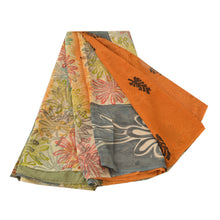 Load image into Gallery viewer, Sanskriti Vintage Orange Saree Pure Georgette Silk Printed Sari Craft Fabric
