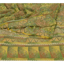 Load image into Gallery viewer, Sanskriti Vintage Green Saree Pure Georgette Silk Printed Sari Soft Craft Fabric
