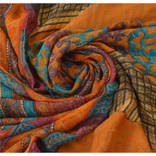 Load image into Gallery viewer, Sanskriti Vintage Orange Saree Pure Georgette Silk Printed Sari 5Yd Craft Fabric
