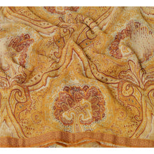 Load image into Gallery viewer, Sanskriti Vintage Cream Saree Georgette Printed Sari 5 Yard Craft Decor Fabric
