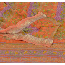 Load image into Gallery viewer, Sanskriti Vintage Orange Saree Blend Georgette Printed Sari 5 Yard Craft Fabric
