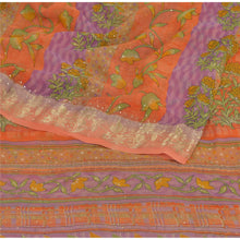 Load image into Gallery viewer, Sanskriti Vintage Orange Saree Blend Georgette Printed Sari 5 Yard Craft Fabric
