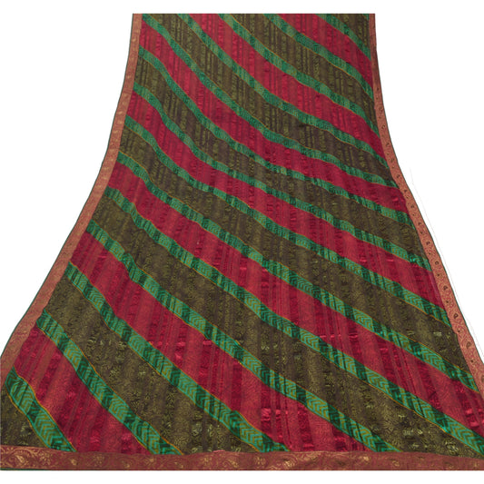 Sanskriti Vintage Bollywood Printed Sari Pure Georgette Silk 5 Yd Sustainable Fabric Saree