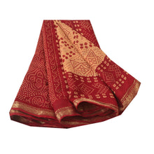 Load image into Gallery viewer, Beige Saree Blend Silk Printed Zari Border Sari Craft Fabric

