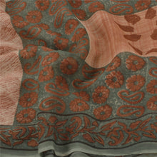 Load image into Gallery viewer, Sanskriti Vintage Green Saree Blend Georgette Printed Sari 5 Yard Craft Fabric
