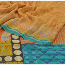 Load image into Gallery viewer, Sanskriti Vintage Peach Saree Pure Georgette Silk Printed Sari 5Yd Craft Fabric
