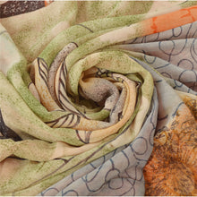 Load image into Gallery viewer, Sanskriti Vintage Orange Saree Pure Georgette Silk Printed Sari Craft Fabric

