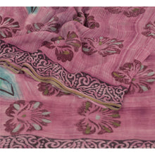 Load image into Gallery viewer, Sanskriti Vintage Pink Saree Blend Georgette Printed Sari 5 Yard Craft Fabric
