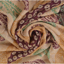 Load image into Gallery viewer, Peach Saree Pure Georgette Silk Printed Sari 5Yd Craft Fabric
