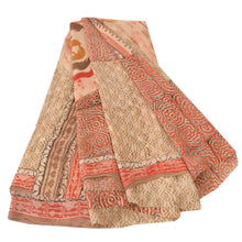 Load image into Gallery viewer, Sanskriti Vinatage Sanskriti Vintage Peach Sarees Pure Georgette Silk Printed Sari Craft Fabric
