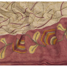 Load image into Gallery viewer, Sanskriti Vintage Cream Saree Pure Georgette Silk Printed Sari 5 Yd Craft Fabric

