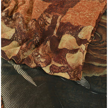 Load image into Gallery viewer, Brown Saree Georgette Digital Printed Sari 5 Yard Craft Fabric
