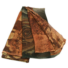 Load image into Gallery viewer, Brown Saree Georgette Digital Printed Sari 5 Yard Craft Fabric
