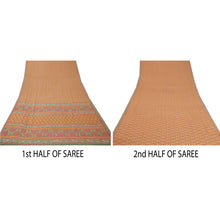 Load image into Gallery viewer, Beige Saree Georgette Printed Sari 5 Yard Craft Decor Fabric
