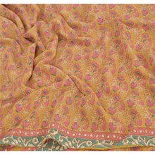 Load image into Gallery viewer, Beige Saree Georgette Printed Sari 5 Yard Craft Decor Fabric
