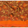 Sanskriti Vintage Brown Sarees Georgette Printed Indian Sari 5 Yard Craft Sustainable Fabric