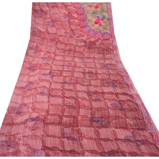 Sanskriti Vintage Indian Sari Purple Blend Georgette Printed Saree Craft Sustainable Fabric