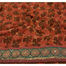 Load image into Gallery viewer, Sanskriti Vintage Orange Sarees Blend Georgette Printed Sari 5 YD Craft Fabric
