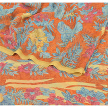 Load image into Gallery viewer, Sanskriti Vintage Orange Sarees Georgette Printed Indian Sari 5 Yd Craft Fabric
