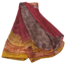 Load image into Gallery viewer, Sanskriti Vintage Brown Sarees Blend Georgette Printed Sari 5 Yard Craft Fabric
