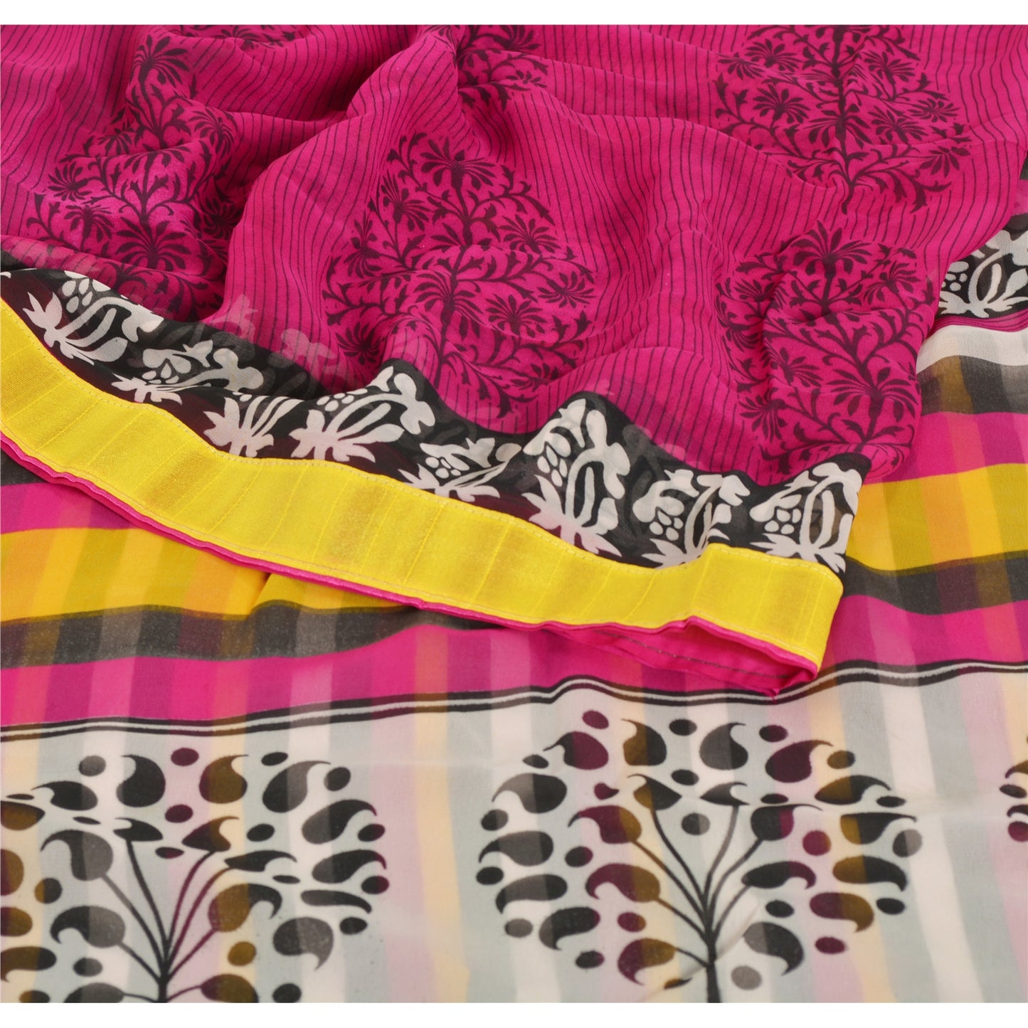 Sanskriti Vintage Pink Sarees Georgette Printed Sari With Blouse Pc Craft Sustainable Fabric