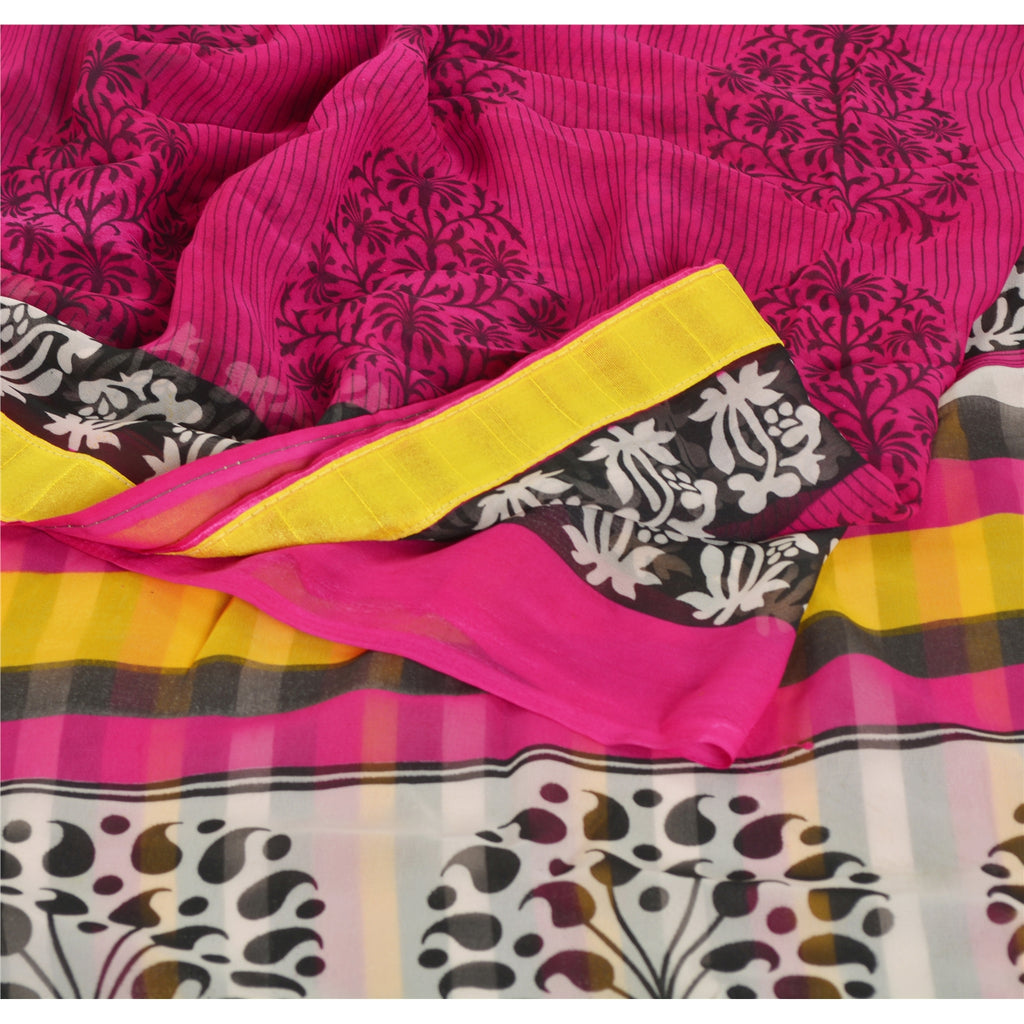 Sanskriti Vintage Pink Sarees Georgette Printed Sari With Blouse Pc Craft Sustainable Fabric