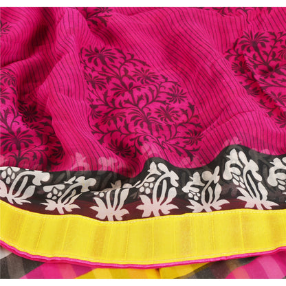 Sanskriti Vintage Pink Sarees Georgette Printed Sari With Blouse Pc Craft Sustainable Fabric