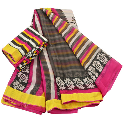 Sanskriti Vintage Pink Sarees Georgette Printed Sari With Blouse Pc Craft Sustainable Fabric