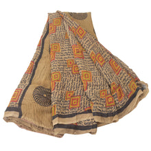 Load image into Gallery viewer, Sanskriti Vinatage Sanskriti Vintage Pure Georgette Silk Brown Saree 5 Yd Printed Sari Craft Fabric
