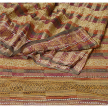 Load image into Gallery viewer, Sanskriti Vinatage Sanskriti Vintage Brown Saree Pure Georgette Silk Printed Sari 5 Yd Craft Fabric
