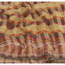 Load image into Gallery viewer, Sanskriti Vinatage Sanskriti Vintage Brown Saree Pure Georgette Silk Printed Sari 5 Yd Craft Fabric
