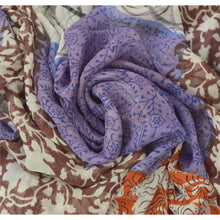 Load image into Gallery viewer, Sanskriti Vintage Purple Sari Printed Blend Georgette Saree Craft 5YD Fabric
