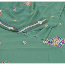 Load image into Gallery viewer, Sanskriti Vintage Green Fashion Sari Hand Beaded Georgette Saree With Blouse Pc
